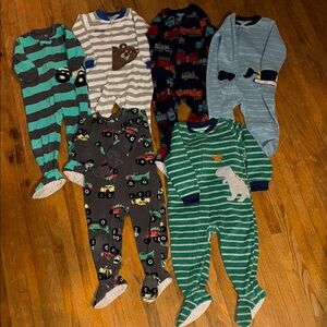 Kids Striped and Patterned One Piece Footed Pajamas